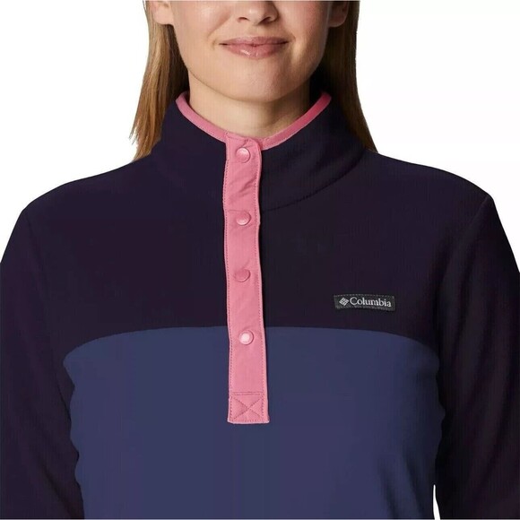 Columbia Ladies' Snap Fleece Pullover, Nocturnal Dark/Camellia Rose, S - Picture 4 of 4